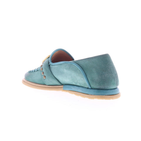 A.S. 98 Tayte Womens Green Leather Hook & Loop Loafer Flats Shoes