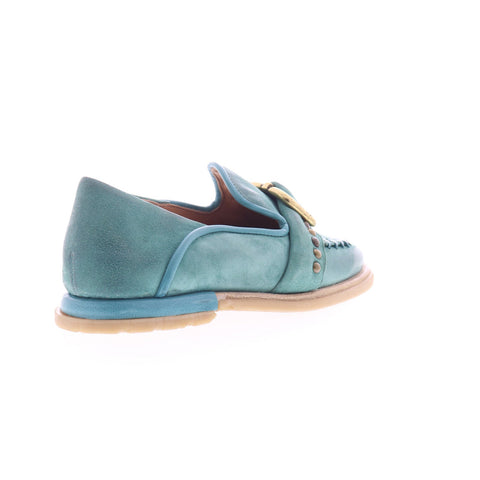 A.S. 98 Tayte Womens Green Leather Hook & Loop Loafer Flats Shoes
