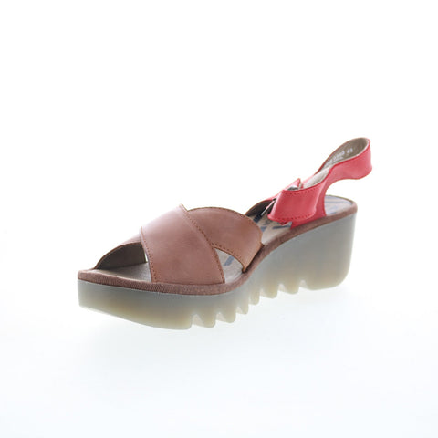 Fly London Bace BACE411FLY-002 Womens Brown Leather Wedges Sandals Shoes