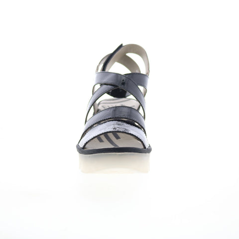 Fly London Bafy BAFY485FLY-004 Womens Black Leather Wedges Sandals Shoes