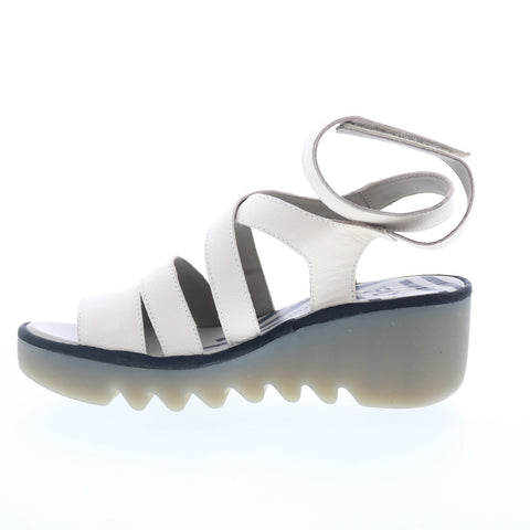 Fly London Bafy BAFY485FLY-003 Womens Beige Leather Wedges Sandals Shoes