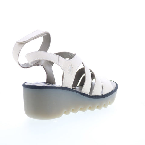 Fly London Bafy BAFY485FLY-003 Womens Beige Leather Wedges Sandals Shoes