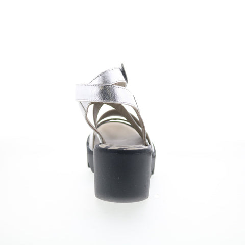 Fly London Bafy BAFY485FLY-000 Womens Silver Leather Wedges Sandals Shoes
