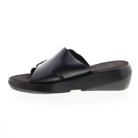 Fly London Bait BAIT742FLY-000 Womens Black Leather Slides Sandals Shoes