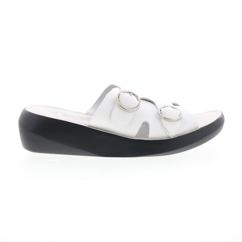 Fly London Bait BAIT742FLY-006 Womens White Leather Wedges Sandals Shoes