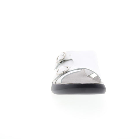 Fly London Bait BAIT742FLY-006 Womens White Leather Wedges Sandals Shoes