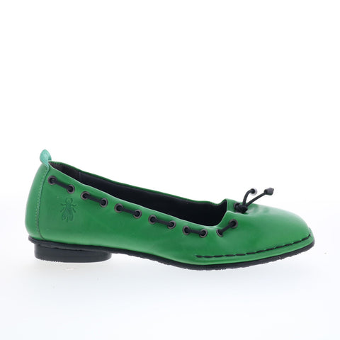 Fly London Bapi BAPI264FLY-001 Womens Green Leather Ballet Flats Shoes