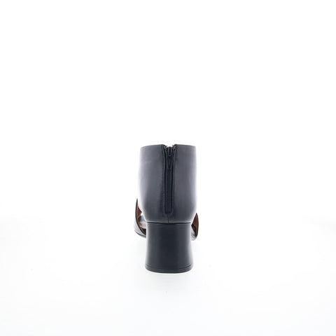 Miz Mooz Bartholomew Womens Black Leather Zipper Heeled Sandals Shoes