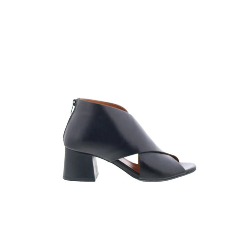 Miz Mooz Bartholomew Womens Black Leather Zipper Heeled Sandals Shoes