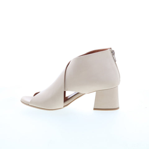 Miz Mooz Bartholomew Womens Beige Leather Zipper Heeled Sandals Shoes
