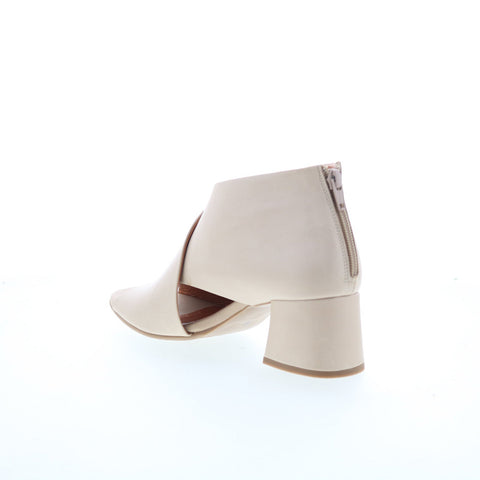 Miz Mooz Bartholomew Womens Beige Leather Zipper Heeled Sandals Shoes
