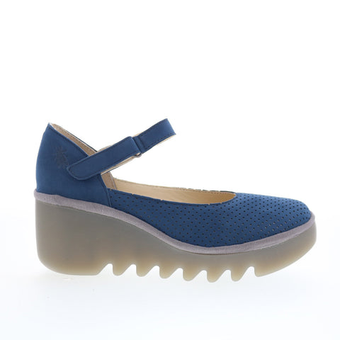 Fly London Bawa BAWA581FLY-001 Womens Blue Leather Mary Jane Flats Shoes