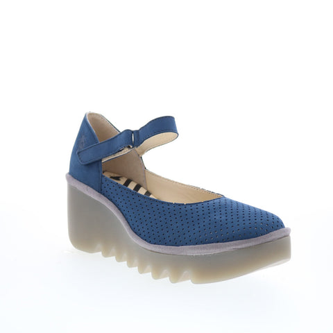 Fly London Bawa BAWA581FLY-001 Womens Blue Leather Mary Jane Flats Shoes