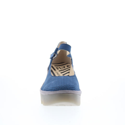 Fly London Bawa BAWA581FLY-001 Womens Blue Leather Mary Jane Flats Shoes