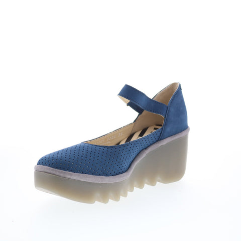 Fly London Bawa BAWA581FLY-001 Womens Blue Leather Mary Jane Flats Shoes