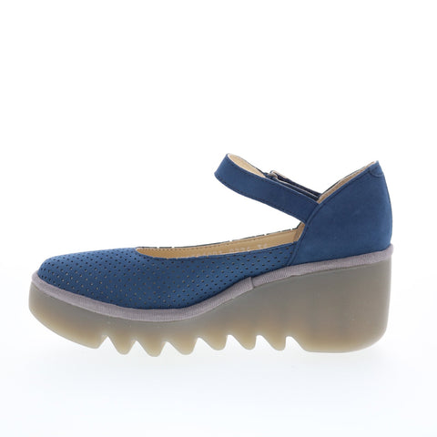 Fly London Bawa BAWA581FLY-001 Womens Blue Leather Mary Jane Flats Shoes