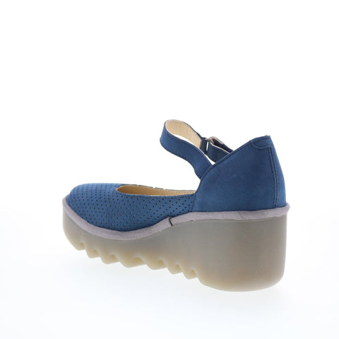 Fly London Bawa BAWA581FLY-001 Womens Blue Leather Mary Jane Flats Shoes