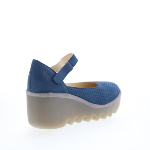 Fly London Bawa BAWA581FLY-001 Womens Blue Leather Mary Jane Flats Shoes