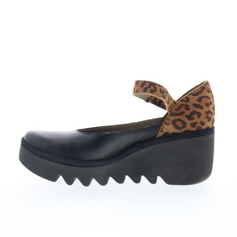 Fly London Bawo BAWO543FLY-003 Womens Black Leather Mary Jane Flats Shoes