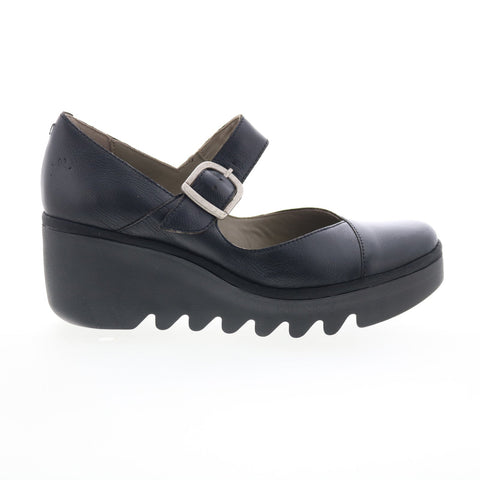 Fly London Baxe BAXE428FLY-000 Womens Black Leather Mary Jane Flats Shoes