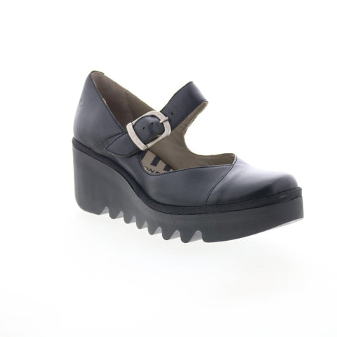 Fly London Baxe BAXE428FLY-000 Womens Black Leather Mary Jane Flats Shoes