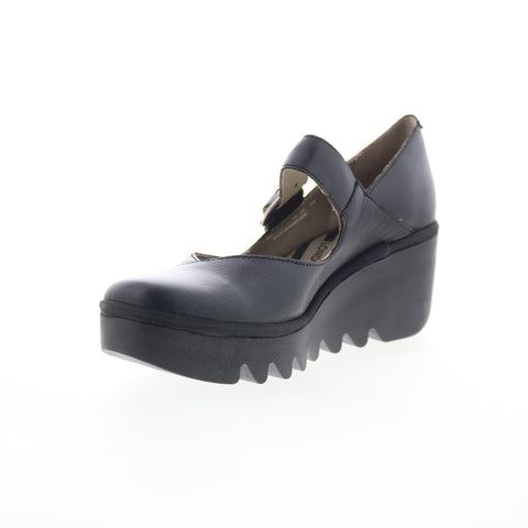 Fly London Baxe BAXE428FLY-003 Womens Black Leather Mary Jane Flats Shoes