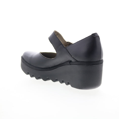 Fly London Baxe BAXE428FLY-000 Womens Black Leather Mary Jane Flats Shoes