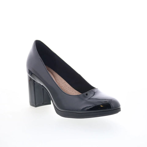 Clarks Bayla Skip 26174106 Womens Black Patent Leather Pumps Heels Shoes