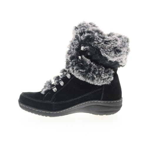 Aetrex Fiona BB270 Womens Black Suede Lace Up Casual Dress Boots