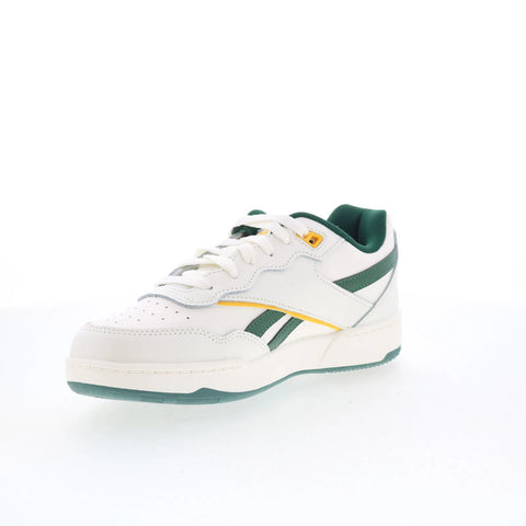 Reebok BB 4000 II Kids White Leather Lace Up Lifestyle Sneakers Shoes