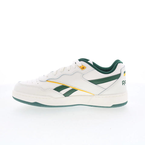 Reebok BB 4000 II Kids White Leather Lace Up Lifestyle Sneakers Shoes