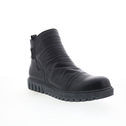 Miz Mooz Bea Womens Black Leather Zipper Ankle & Booties Boots