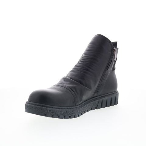 Miz Mooz Bea Womens Black Leather Zipper Ankle & Booties Boots