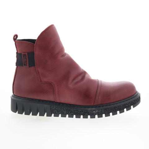 Miz Mooz Bea Womens Red Leather Zipper Ankle & Booties Boots