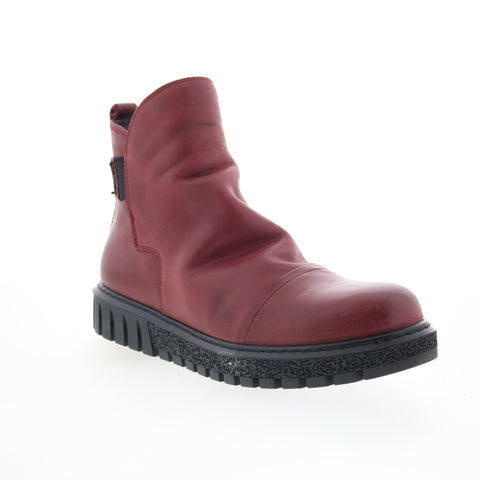 Miz Mooz Bea Womens Red Leather Zipper Ankle & Booties Boots