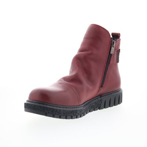 Miz Mooz Bea Womens Red Leather Zipper Ankle & Booties Boots