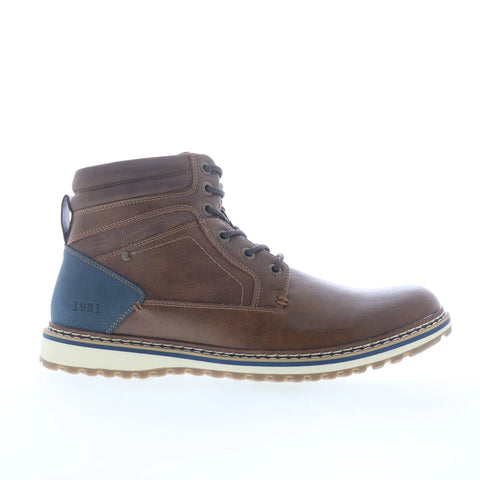Freeman Beckett F220135 Mens Brown Wide Leather Lace Up Casual Dress Boots