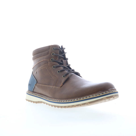 Freeman Beckett F220135 Mens Brown Wide Leather Lace Up Casual Dress Boots