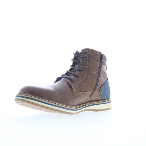 Freeman Beckett F220135 Mens Brown Wide Leather Lace Up Casual Dress Boots