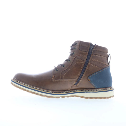 Freeman Beckett F220135 Mens Brown Wide Leather Lace Up Casual Dress Boots