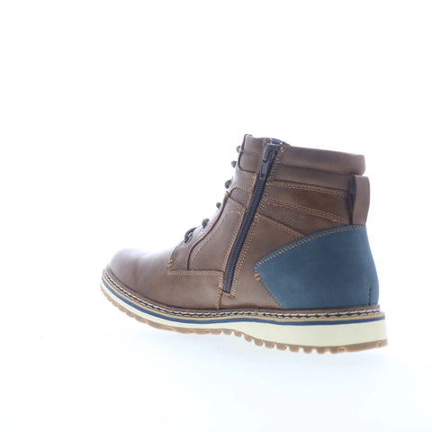 Freeman Beckett F220135 Mens Brown Wide Leather Lace Up Casual Dress Boots