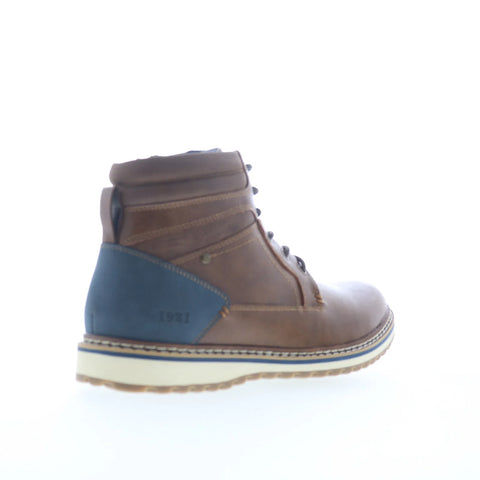 Freeman Beckett F220135 Mens Brown Wide Leather Lace Up Casual Dress Boots