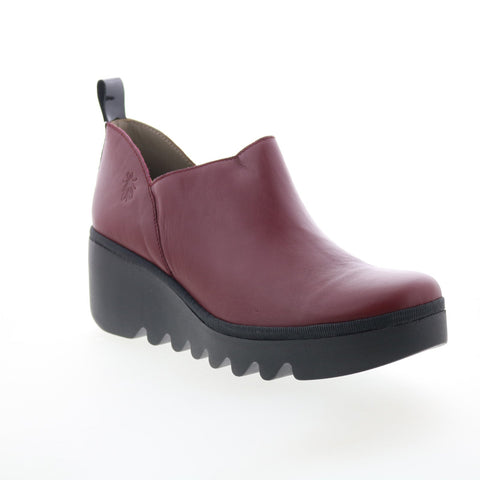 Fly London Beli Womens Burgundy Leather Loafers & Slip Ons Casual Shoes