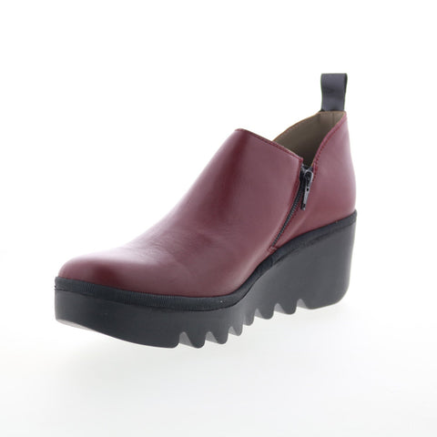 Fly London Beli Womens Burgundy Leather Loafers & Slip Ons Casual Shoes