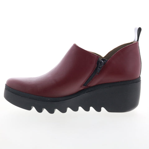 Fly London Beli Womens Burgundy Leather Loafers & Slip Ons Casual Shoes