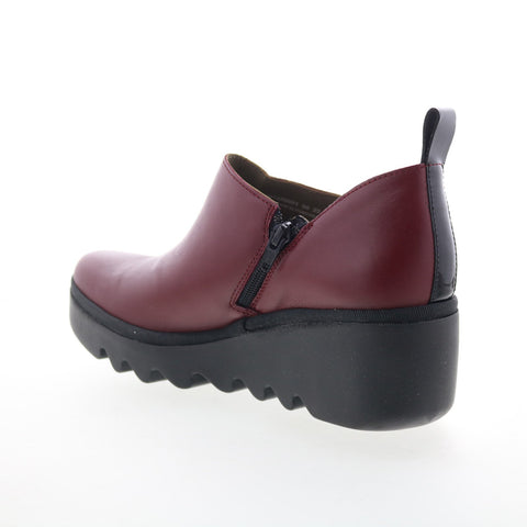 Fly London Beli Womens Burgundy Leather Loafers & Slip Ons Casual Shoes