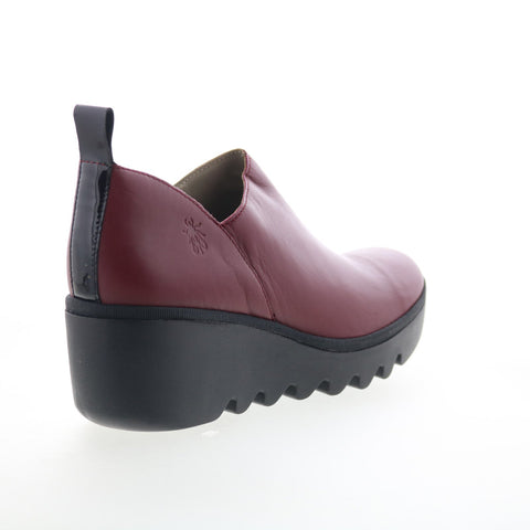 Fly London Beli Womens Burgundy Leather Loafers & Slip Ons Casual Shoes