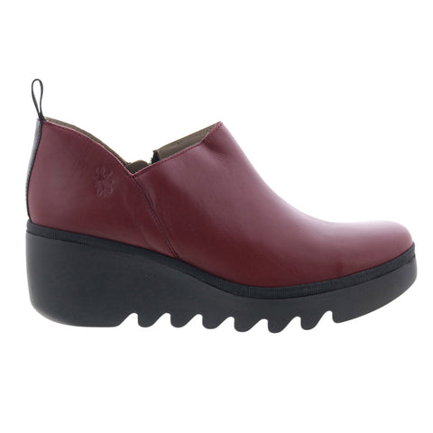 Fly London Beli Womens Burgundy Leather Loafers & Slip Ons Casual Shoes