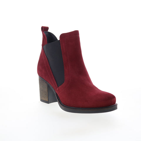 Bos. & Co. Bellini Womens Red Suede Slip On Ankle & Booties Boots