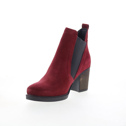 Bos. & Co. Bellini Womens Red Suede Slip On Ankle & Booties Boots